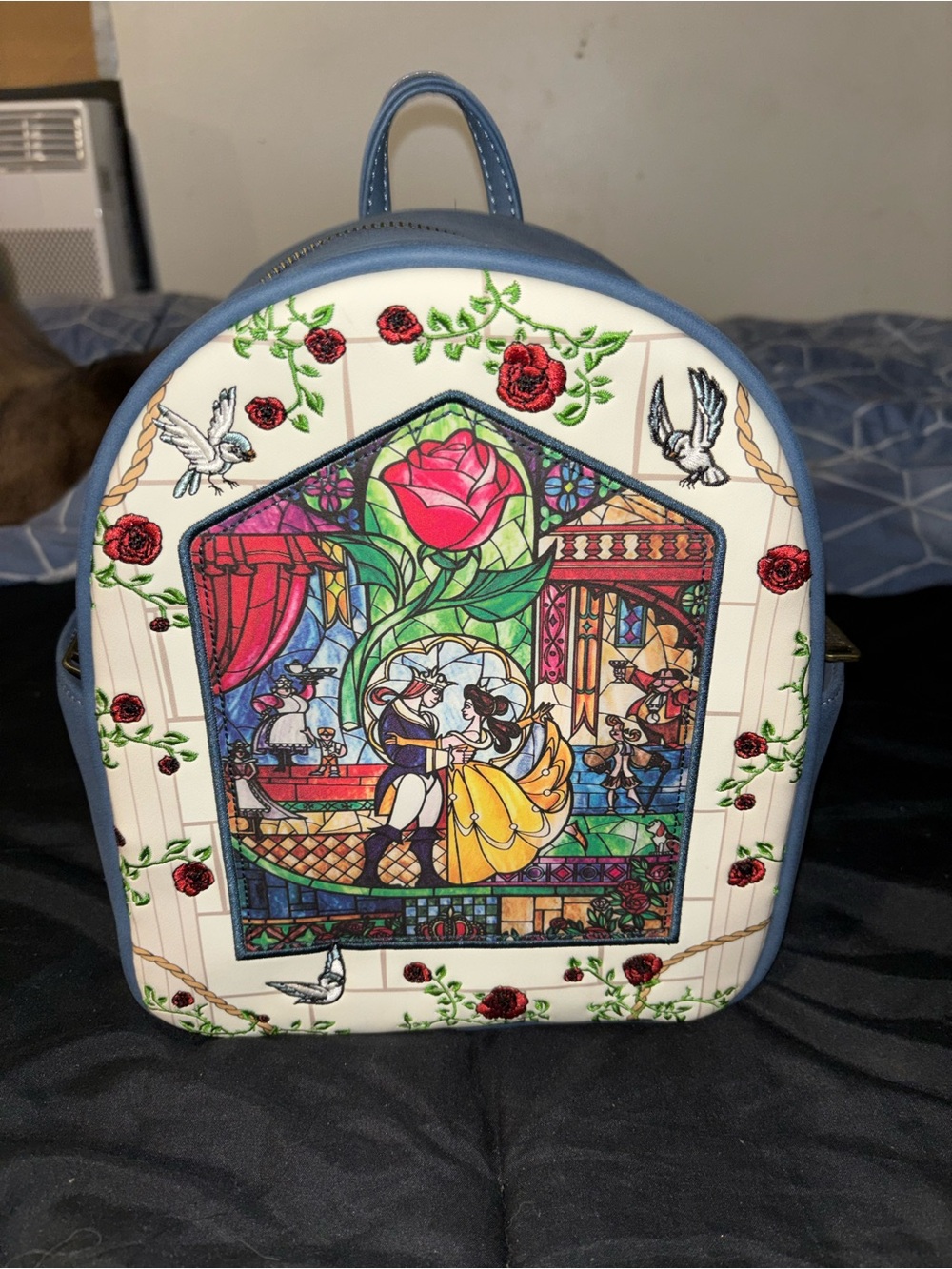 Beauty & the Beast Floral Stained-Glass Style Women’s Backpack